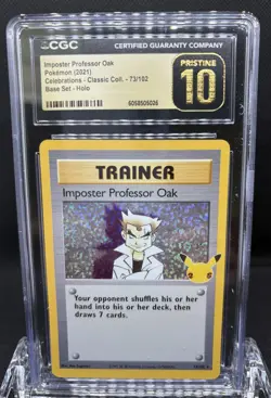 IMPOSTER PROFESSOR OAK Celebrations Base Set Holo #73 CGC Pristine 10 Pokemon - Image 2