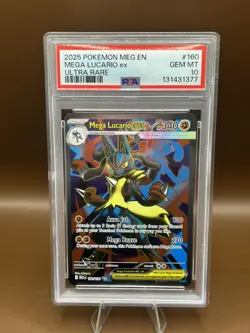 2025 POKEMON MEG EN-MEGA EVOLUTION ULTRA RARE #160 MEGA LUCARIO EX PSA 10 - Image 1