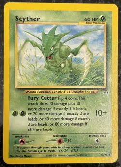 Scyther 46/75 Neo Discovery Regular Uncommon LP Vintage Pokemon Card 2001 - Image 1