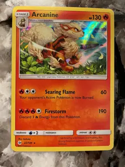 Pokemon Sun & Moon Base Arcanine Holo Rare Trading Card 22/149! NEW! Pack FRESH! - Image 1