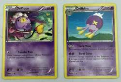 Pokemon Cards: Drifblim 47/114 & Drifloon 46/114 Steam Siege Evolution Rare! GD - Image 1
