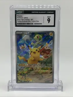 Pokemon 2023 Pikachu 027 Black Star Promos, Paldea Evolved CGC 9 - Image 3