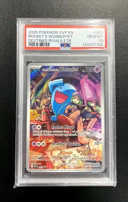 2025 POKEMON SVP EN-SV BLACK STAR PROMO #203 TEAM ROCKET'S WOBBUFFET PSA 10 - Image 1