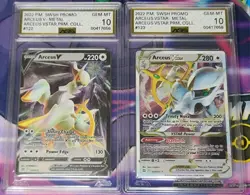2022 ARCEUS V VSTAR METAL ULTRA PREMIUM COLLECTION (UPC) POKEMON CARD × 2 AGS 10 - Image 1