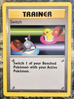 1999 Pokemon Basic Base Set Switch Trainer 95 NM or Better - Image 1