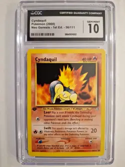 2000 Pokemon Neo Genesis 1st Edition Cyndaquil #56 CGC 10 MINT! - Image 1