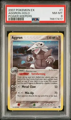NEAR MINT! 2007 Pokemon ex Power Keepers Aggron Holo Rare #1/108 Ken Sugimori - Image 1