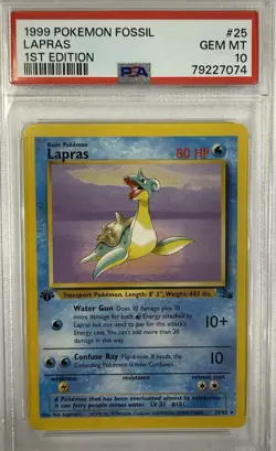 1999 Pokemon Fossil 1st Edition Lapras Non-Holo Rare #25 PSA 10 - Image 1