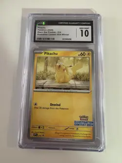 Pokemon Pikachu Promo 214 CGC 10 GEM MINT Illustration Contest 2024 Winner - Image 1