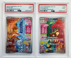 2024 Deerling (#165) & Sawsbuck (#166) Temporal Forces PSA 9 Set Pokemon - Image 1