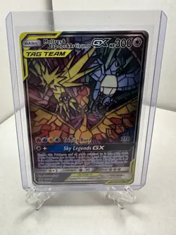 Moltres Zapdos Articuno GX Tag Team SM210 Pokemon Stained Glass Birds NM - Image 1