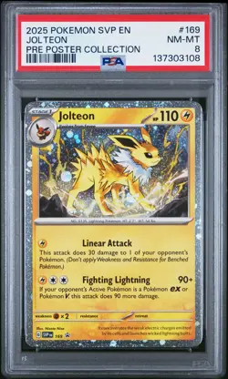 2025 POKEMON SVP EN-SV BLACK STAR PROMO #169 JOLTEON PSA 8 - Image 1