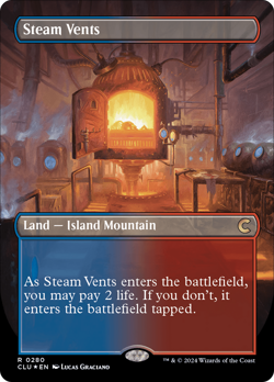 Steam Vents (Borderless) [Ravnica: Clue Edition] Magic MTG - Image 1