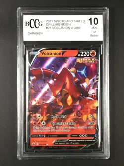 Pokemon TCG Volcanion V 025/198 2021 SWSH Chilling Reign BCCG 10 Mint - Image 1
