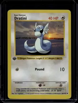 Pokemon TCG Dratini 26/102 Base Set Shadowless 1st Edition LP - Image 1