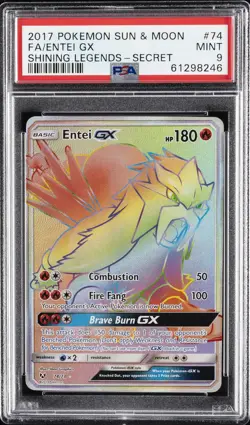 2017 POKEMON SUN & MOON SHINING LEGENDS SECRET #74 FULL ART/ENTEI GX PSA 9 - Image 1