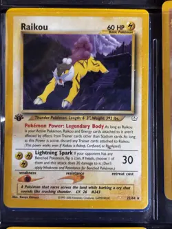 Pokemon TCG Raikou Rare Base Set 1st Edition 13/62 Near Mint - Image 1