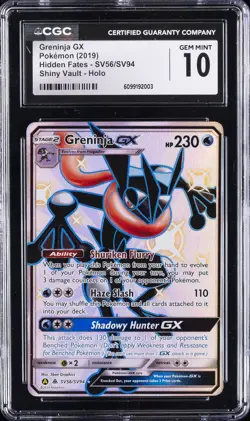 2019 POKEMON HIDDEN FATES SHINY VAULT- HOLO GRENINJA GX CGC 10 GEM MINT - Image 1