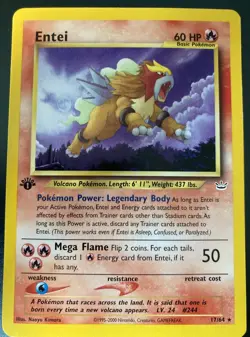 Pokemon TCG Entei Neo Revelation 17/64 Regular 1st Edition Rare NM - Image 1