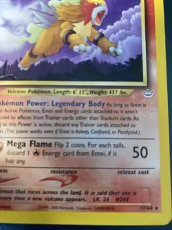 Pokemon TCG Entei Neo Revelation 17/64 Regular 1st Edition Rare NM - Image 5
