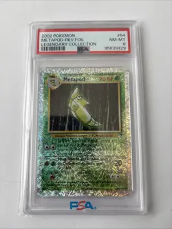 2002 POKEMON LEGENDARY COLLECTION #54 METAPOD-REVERSE FOIL PSA 8 - Image 2
