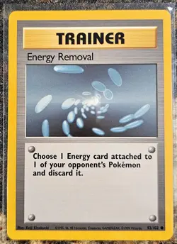 1999 Pokemon Basic Base Set Energy Removal Trainer 92 NM or Better - Image 1