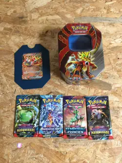 Pokemon Tin Paradox Destinies - Gouging Fire Ex (TIN OPEN/BOOSTERS SEALED) - Image 2