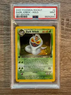 Pokemon 1st Edition Dark Arbok 2/82 Team Rocket Holo TCG Card PSA 9 (not CGC) - Image 1