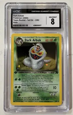 CGC 8 Dark Arbok Team Rocket 1st Edition 2/82 Holo Pokemon Card - Image 1