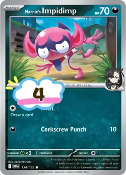 4x Marnie's Impidimp - 134/182 - Destined Rivals - Pokemon TCG - NM - Image 1