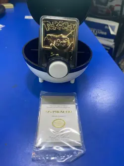 PIKACHU #25 1999 Pokemon 23k Gold Plated Trading Card Burger King w/Poke Ball - Image 1