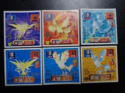 Pokemon Amada Sticker Non Holo x6 Zapdos Moltres Articuno #6117 - Image 1