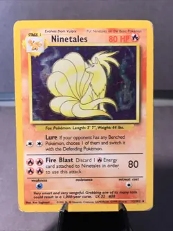 Pokemon TCG Ninetales Base Set Unlimited #12/102 Holo Rare WOTC VTG 1999 HP - Image 1