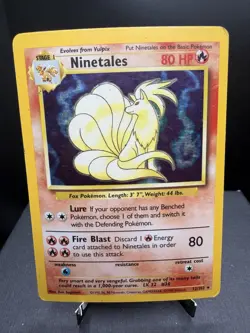 Pokemon TCG WOTC Base Set Ninetales 12/102 Holo Rare Unlimited HP - Image 1
