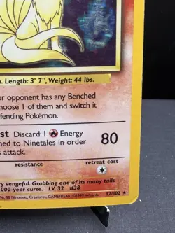 Pokemon TCG WOTC Base Set Ninetales 12/102 Holo Rare Unlimited HP - Image 4