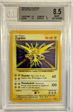 BGS 8.5 Zapdos Base Set Holo Unlimited Rare Card 16/102 Pokemon TCG - Image 1