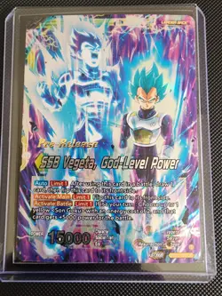 Pre-release SSB Vegeta, God-Level Power BT21-100 Dragon Ball Super Card - Image 1