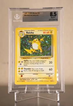 1999 Pokemon Base Unlimited Raichu Holo Rare #14 BGS 8.5 PSA 9 NM-MT+ - Image 1