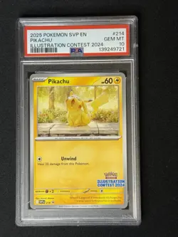 2025 POKEMON SVP EN-SV BLACK STAR PROMO ILLUSTRATION CONTEST 2024 PIKACHU PSA 10 - Image 1