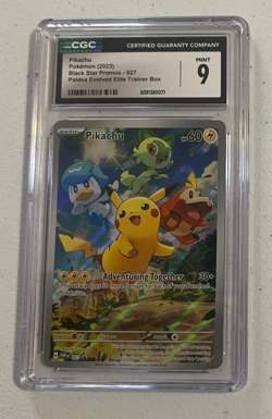 2023 Pokemon Pikachu SVP Paldea Evolved ETB Black Star Promo #027 CGC 9 Card - Image 1
