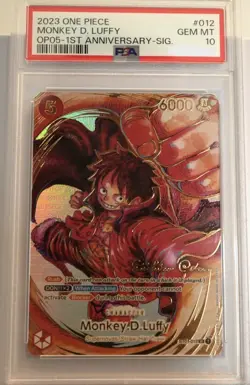 Monkey.D.Luffy Alt Art Oda Signed One Piece ST01-012 Awakening Of New Era PSA 10 - Image 1