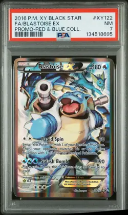 2016 POKEMON XY BLACK STAR PROMO RED & BLUE COLL FULL ART/BLASTOISE EX PSA 7 - Image 1