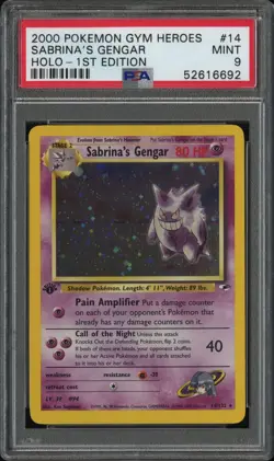 Sabrina's Gengar 1st Edition Pokemon Gym Heroes 14 PSA 9 - Image 1