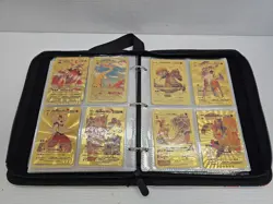 Pokemon Card Binder Lot 273 Cards 70% Gold Metal Fan Art Mystery - Image 1