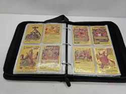Pokemon Card Binder Lot 273 Cards 70% Gold Metal Fan Art Mystery - Image 2