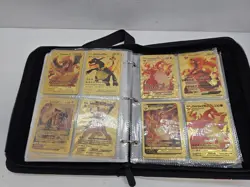 Pokemon Card Binder Lot 273 Cards 70% Gold Metal Fan Art Mystery - Image 3