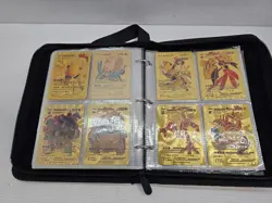 Pokemon Card Binder Lot 273 Cards 70% Gold Metal Fan Art Mystery - Image 4