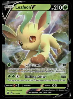 Pokemon Cards Leafeon V 013/159 Crown Zenith Holo Rare V NM - Image 1