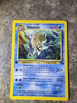 Pokemon TCG Omastar Fossil 1st Edition Uncommon Card 40/62 - Image 1