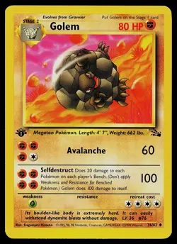 Pokemon Card - Golem Fossil 36/62 Uncommon 1st Edition - Image 1